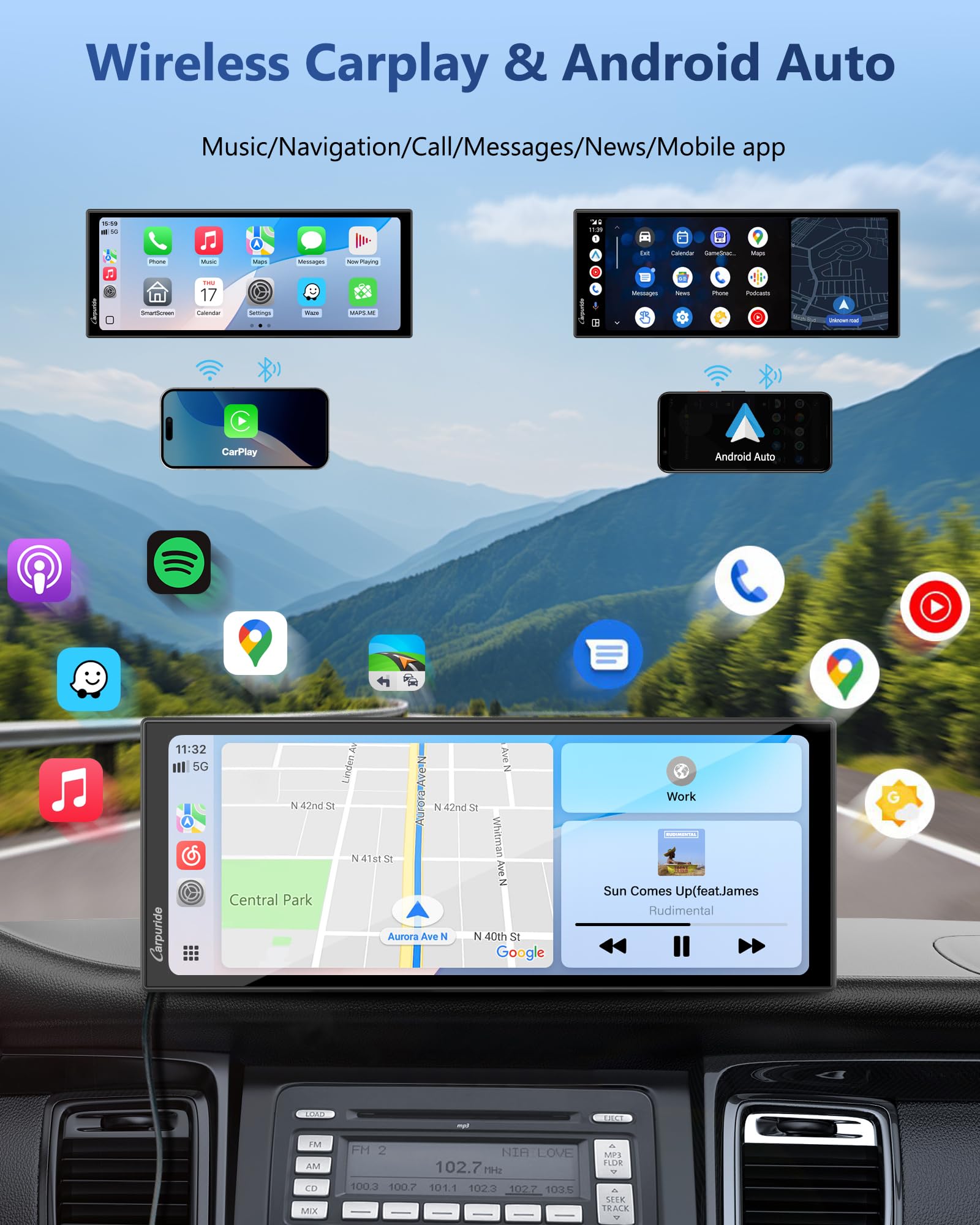 CarPlay & Android 4K カープル モニター カーナビゲーション Amazon.com: Carpuride Carplay Screen for Car with 4K Front Cam